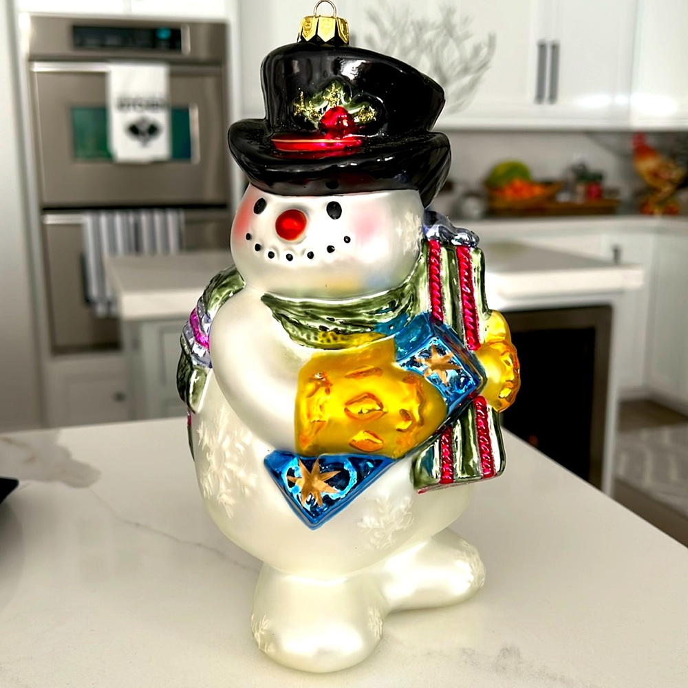 Vtg Fitz And Floyd Frosty Folks Glass Ornament Large Hands